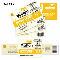 Muflon 11° Světlý ležák-sběratelský set etiket 5ks