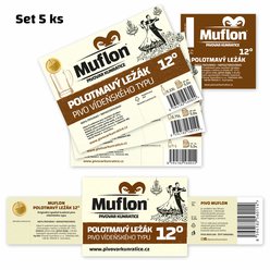 Muflon 12° Polot. ležák-sběratelský set etiket 5ks